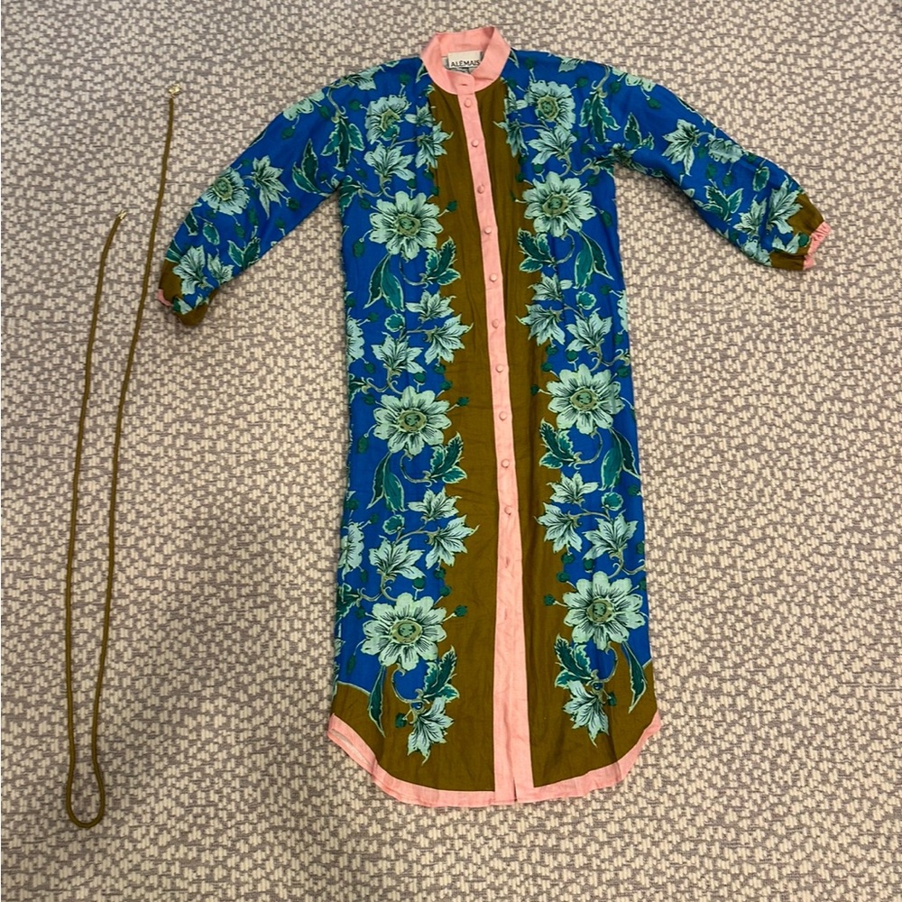 Alemais Blue Winnie Floral Print Shirt Dress.